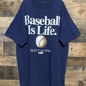Vintage 1999 Baseball Is Life Graphic T-Shirt Sports Theme Tee